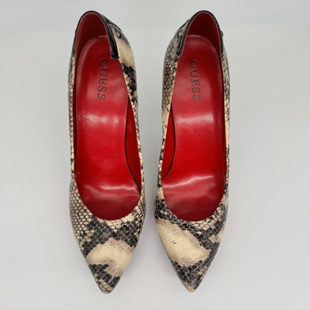 GUESS Womens Stiletto Snake Animal Print Party Shoes Pump Heel US 8.5M Y2K 90s - Picture 2 of 16